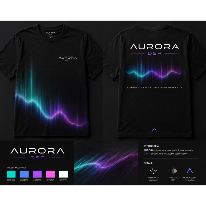 Aurora DSP black T-shirt – front and back