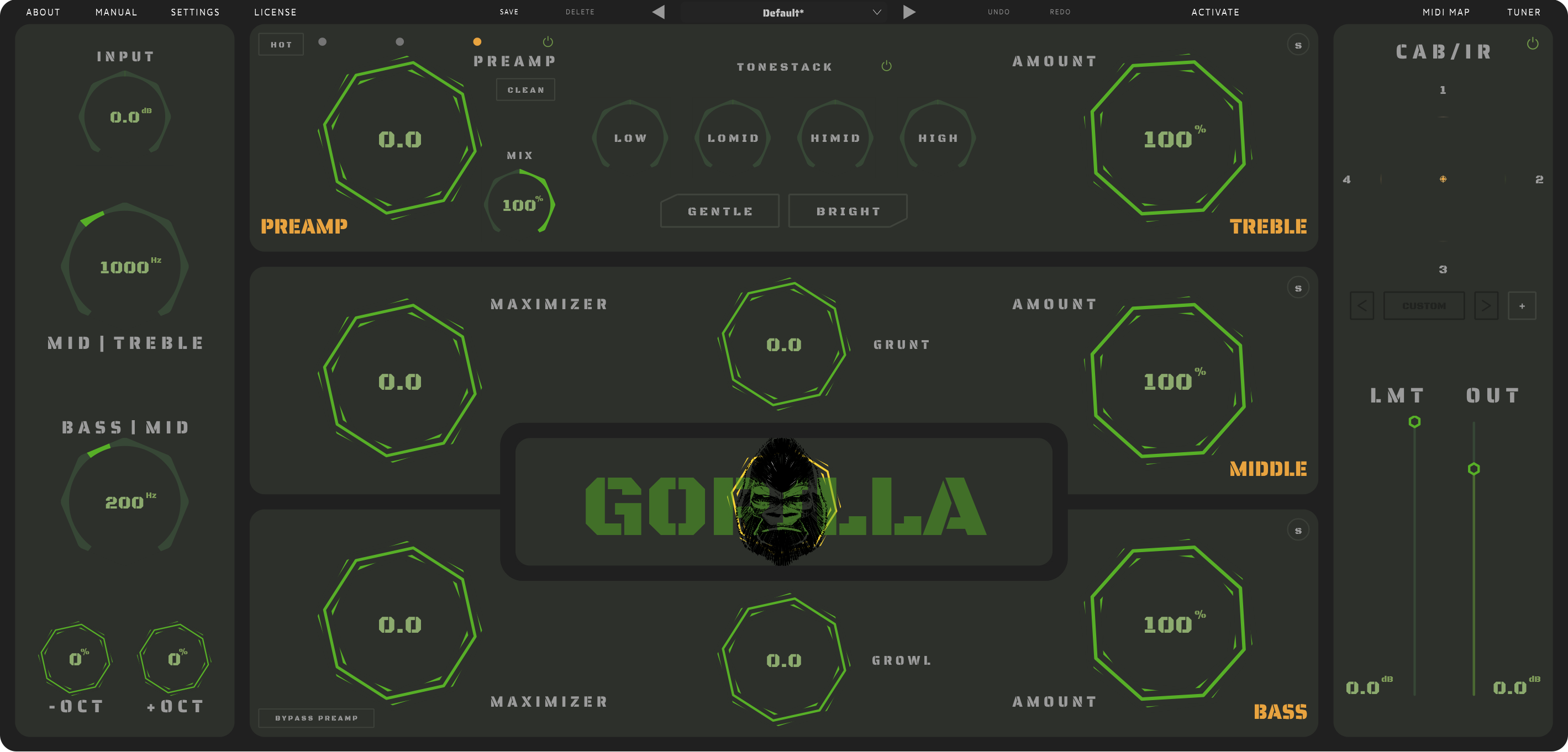 Gorilla Bass Studio Suite plugin interface